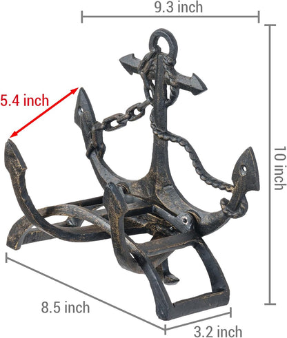 MyGift Brown Heavy Duty Cast Iron Outdoor Garden Water Hose Hanger