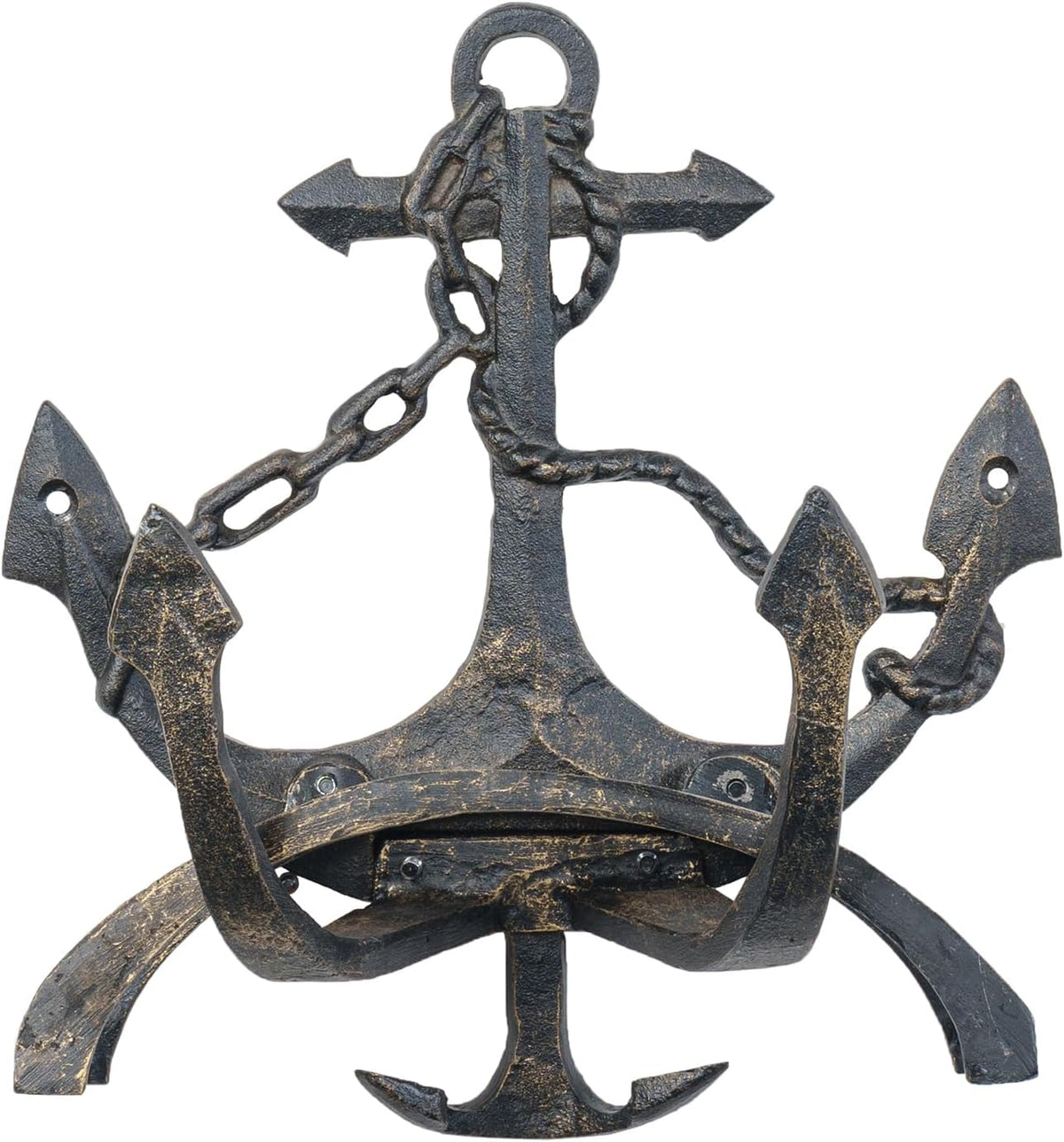 MyGift Brown Heavy Duty Cast Iron Outdoor Garden Water Hose Hanger