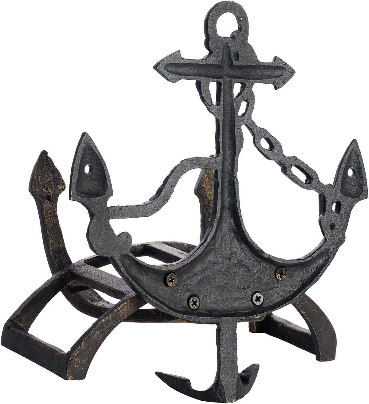 MyGift Brown Heavy Duty Cast Iron Outdoor Garden Water Hose Hanger