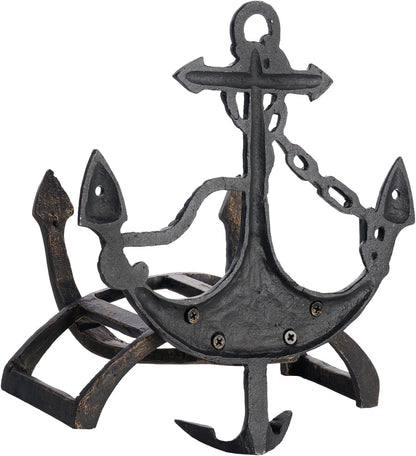 MyGift Brown Heavy Duty Cast Iron Outdoor Garden Water Hose Hanger