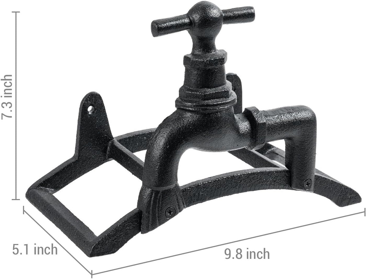 MyGift Brown Heavy Duty Cast Iron Outdoor Garden Water Hose Hanger