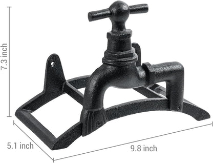 MyGift Brown Heavy Duty Cast Iron Outdoor Garden Water Hose Hanger