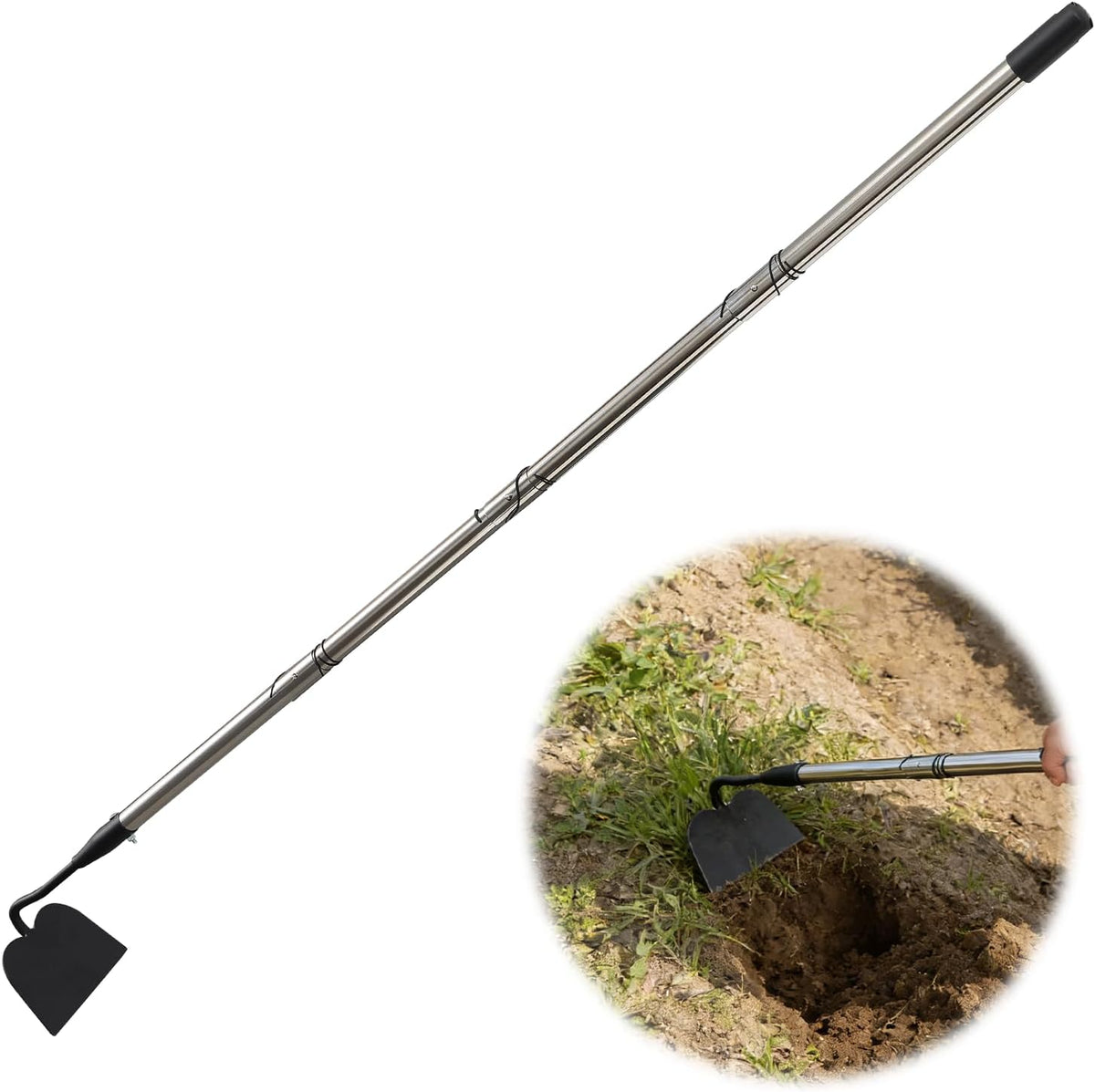 Garden hoe heavy duty for weeding，Hoe garden tool 37.8''-80.3'' Adjustable with 7.1inch Wide Welded Blade，Hoes for gardening with Long Stainless Steel Handle for Digging Loosening Weeding Planting