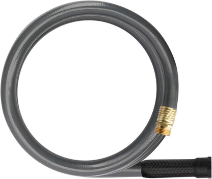Short Lead-in Gray Garden Hose 5/8 in. x 12 ft. -Kink Free, No Leaking, Male/Female Fittings -Heavy Duty Durable Flexible Lightweight Water Pipe -Brass Aluminum Ends for Household & Yard Use