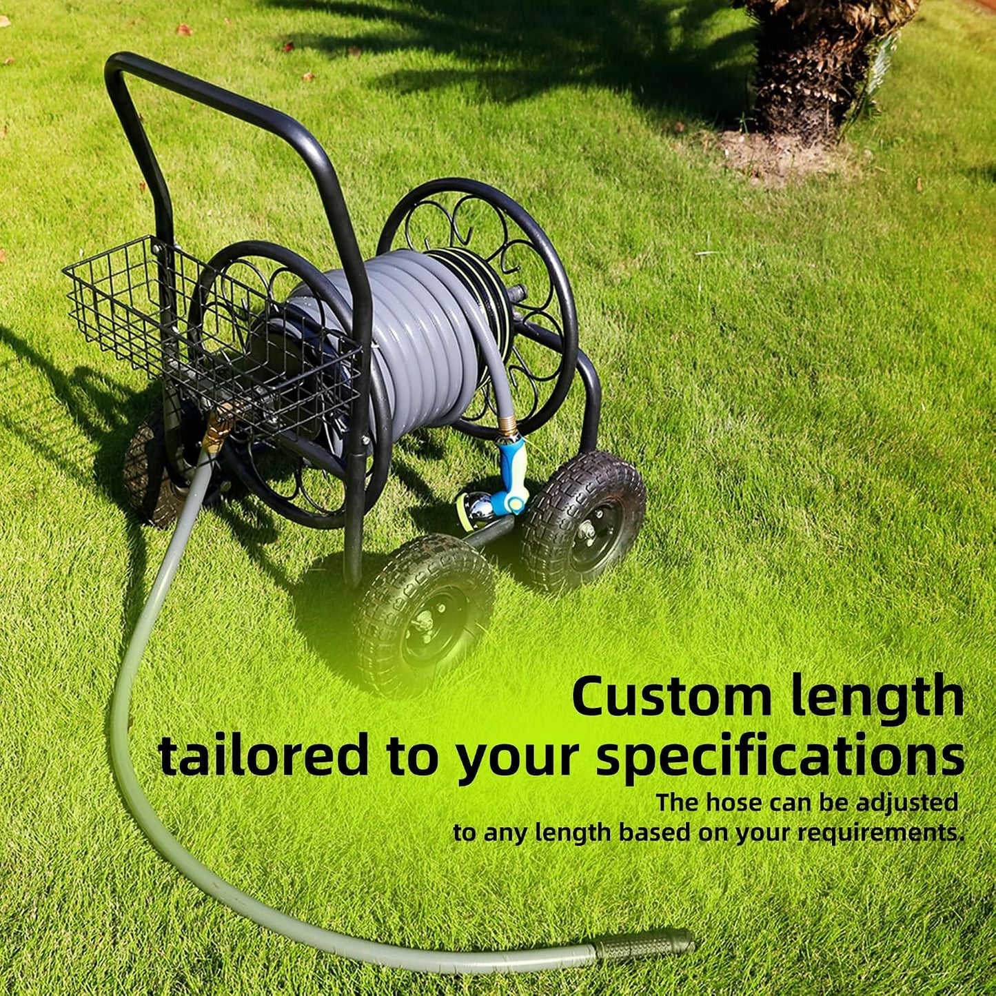 Short Lead-in Gray Garden Hose 5/8 in. x 12 ft. -Kink Free, No Leaking, Male/Female Fittings -Heavy Duty Durable Flexible Lightweight Water Pipe -Brass Aluminum Ends for Household & Yard Use
