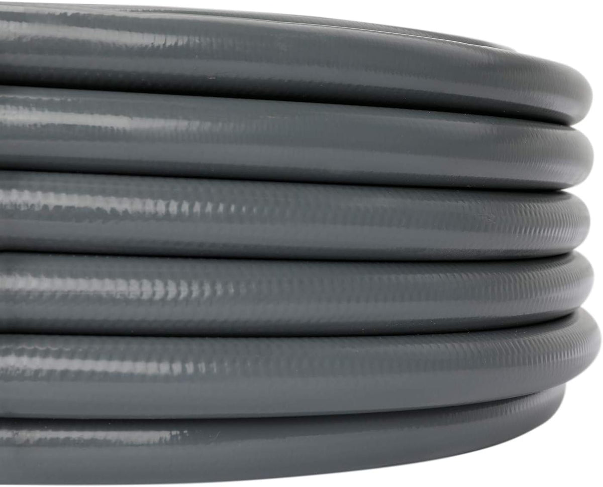 Short Lead-in Gray Garden Hose 5/8 in. x 12 ft. -Kink Free, No Leaking, Male/Female Fittings -Heavy Duty Durable Flexible Lightweight Water Pipe -Brass Aluminum Ends for Household & Yard Use