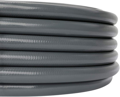 Short Lead-in Gray Garden Hose 5/8 in. x 12 ft. -Kink Free, No Leaking, Male/Female Fittings -Heavy Duty Durable Flexible Lightweight Water Pipe -Brass Aluminum Ends for Household & Yard Use