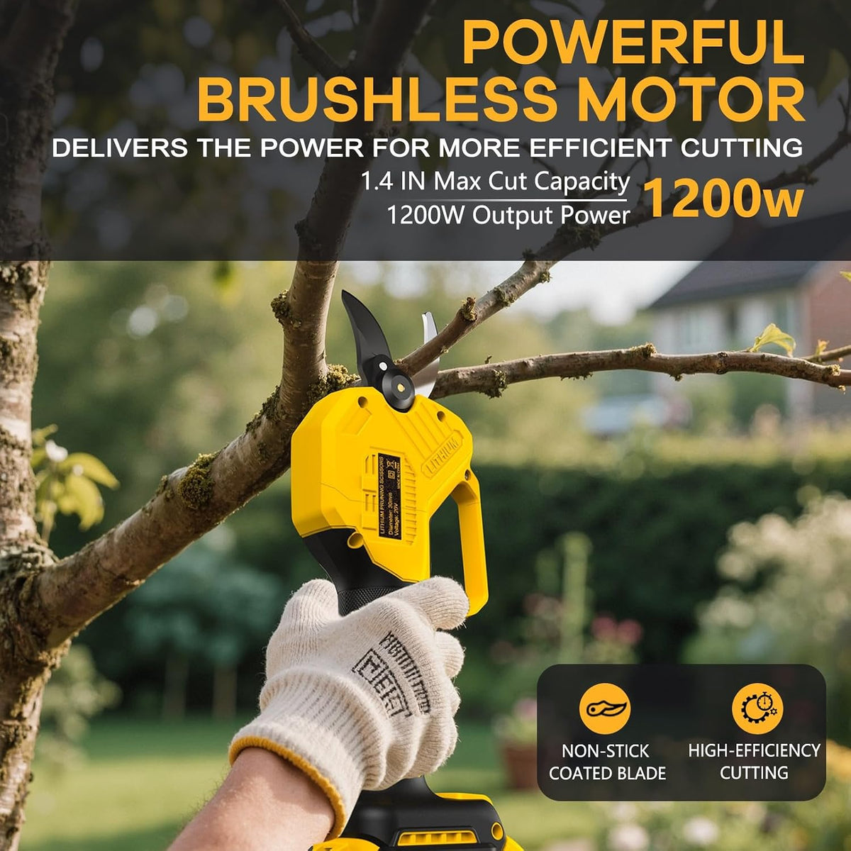Brushless Electric Pruning Shears for DeWalt 20V Battery with 1.4-Inch Cut