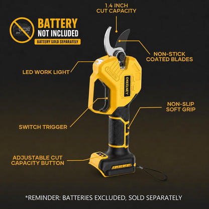 Brushless Electric Pruning Shears for DeWalt 20V Battery with 1.4-Inch Cut