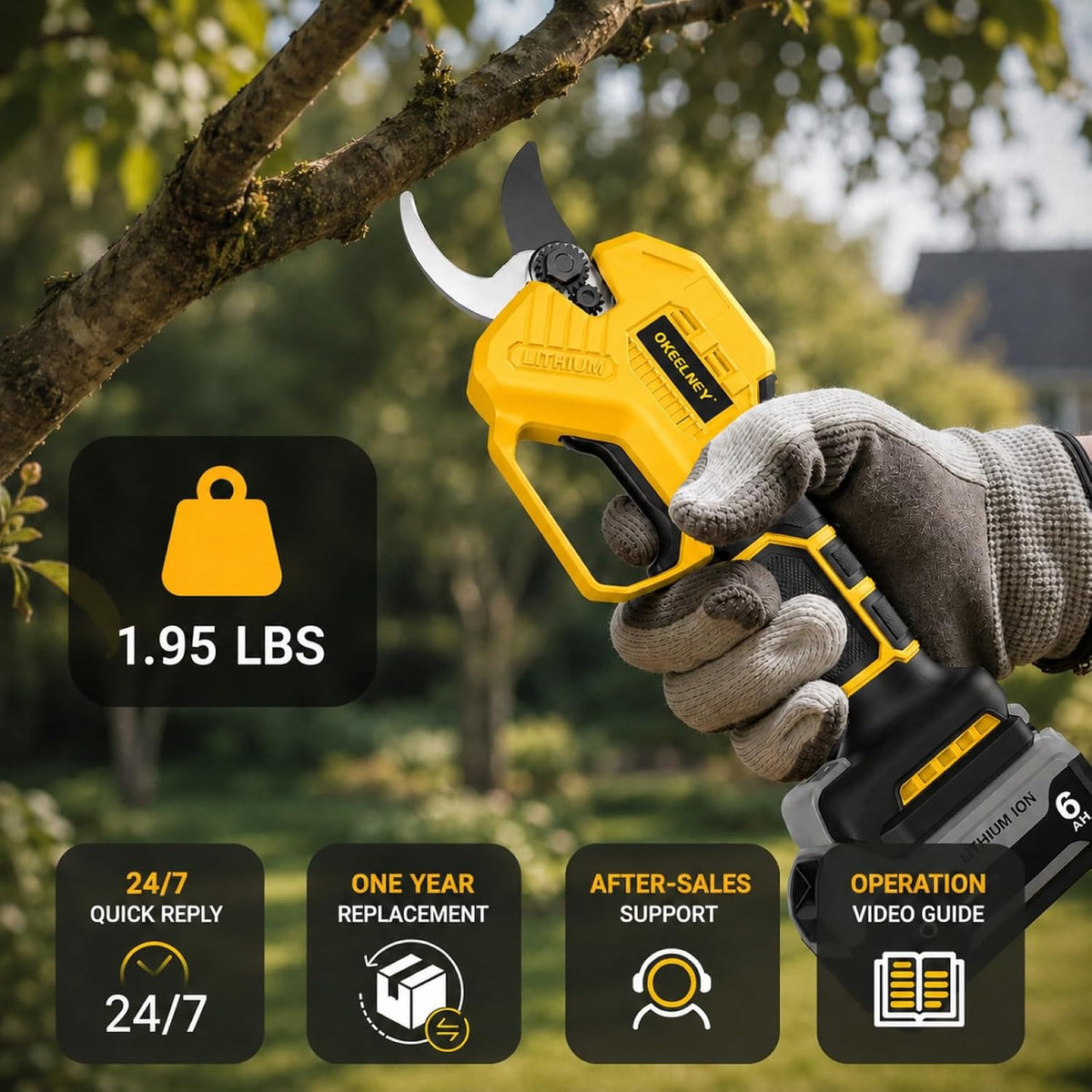 Brushless Electric Pruning Shears for DeWalt 20V Battery with 1.4-Inch Cut