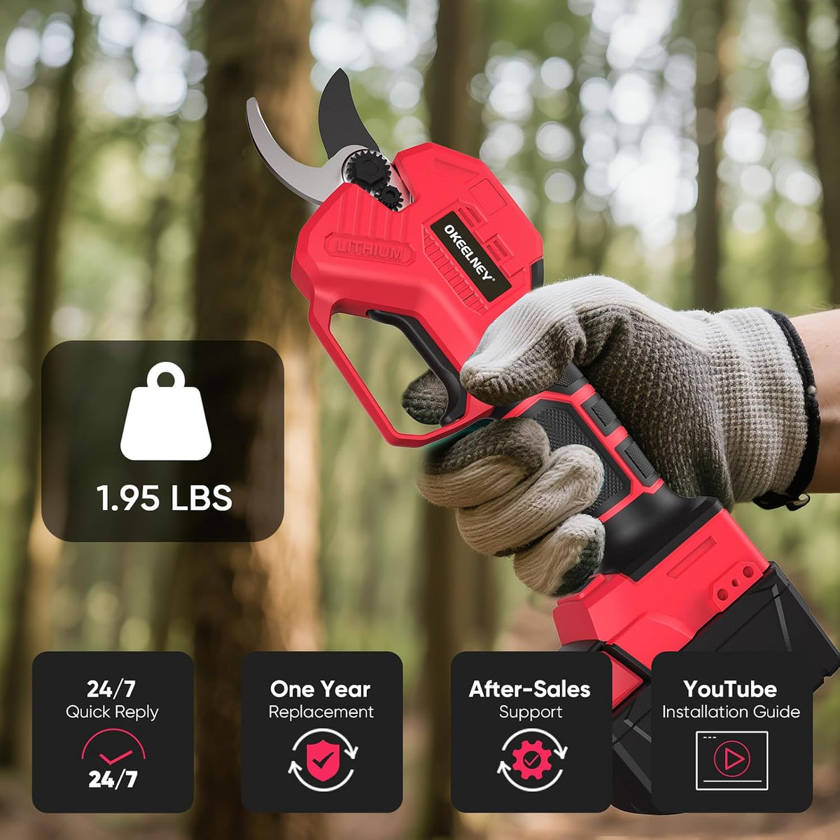 Brushless Electric Pruning Shears for DeWalt 20V Battery with 1.4-Inch Cut