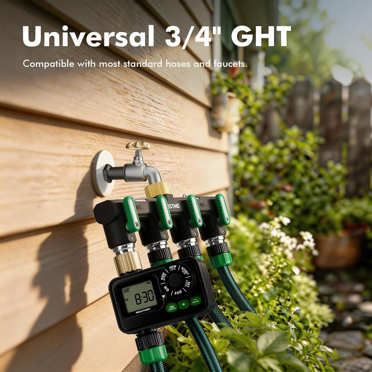 4 Way Garden Hose Splitter Heavy Duty Full Metal Body