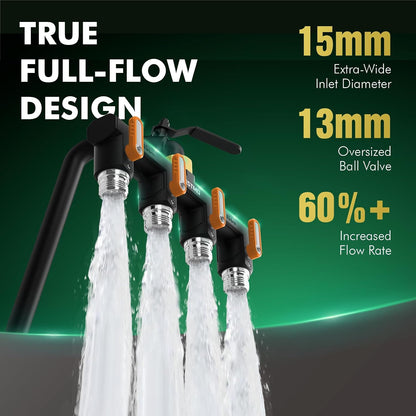 4 Way Garden Hose Splitter Heavy Duty Full Metal Body