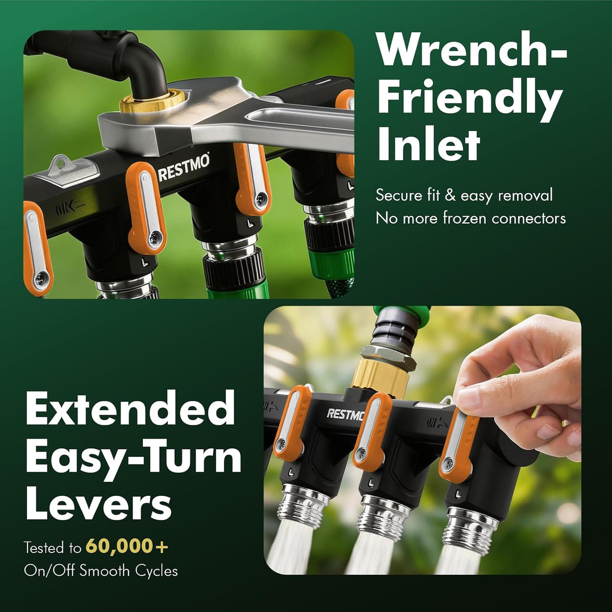 4 Way Garden Hose Splitter Heavy Duty Full Metal Body