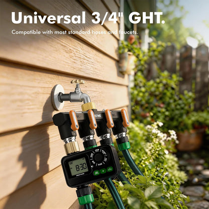 4 Way Garden Hose Splitter Heavy Duty Full Metal Body