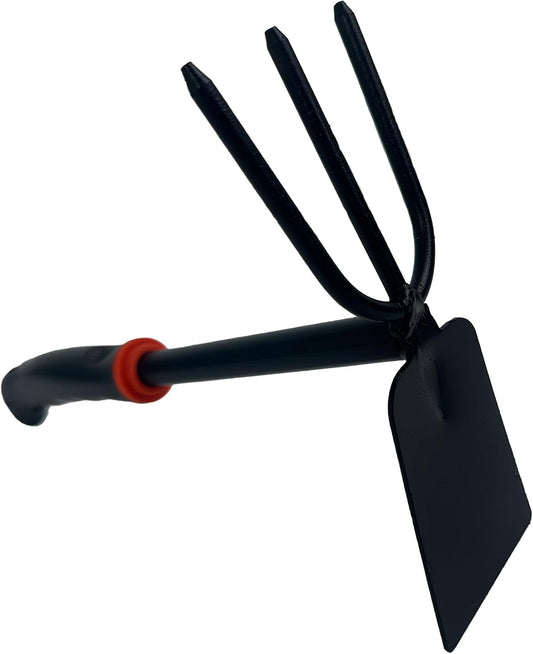 Hoe and Cultivator Garden Rake, Hoe & Sturdy 3 Claw Tiller, 2-in-1 Gardening Hand Tools for Digging