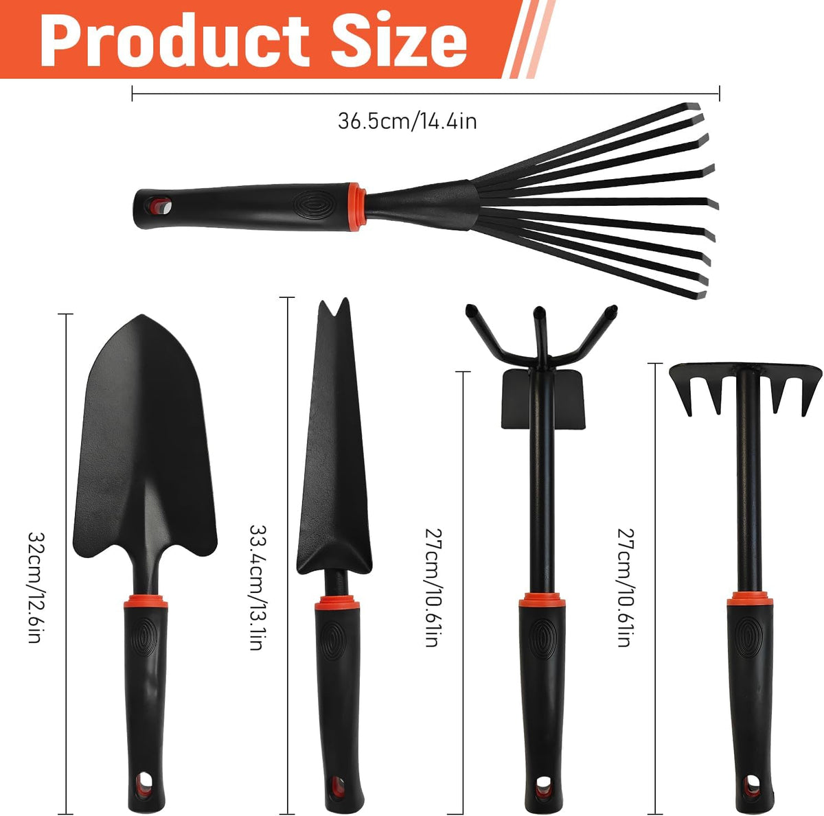 Hoe and Cultivator Garden Rake, Hoe & Sturdy 3 Claw Tiller, 2-in-1 Gardening Hand Tools for Digging