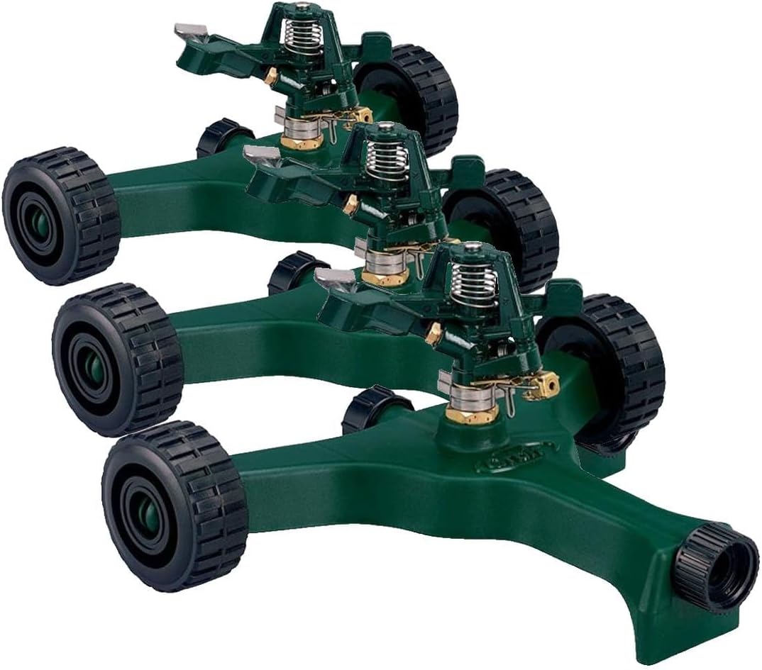 58148 Lawn and Garden 1/2-Inch Zinc Impact Sprinkler with Metal Wheel Base