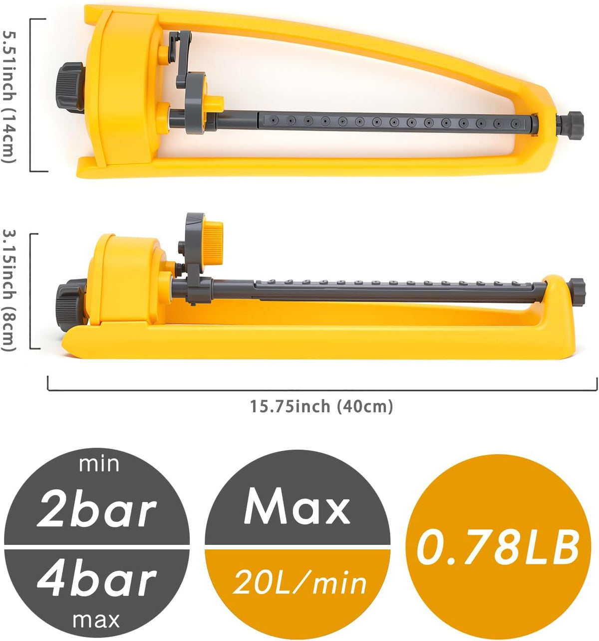 Lawn Sprinkler, 2 Pack Garden Oscillating Sprinkler for Yard Covers up to 2,600 sq.ft, Oscillating Watering, Garden Tool, Built-in Spray Jet Cleaning Needle