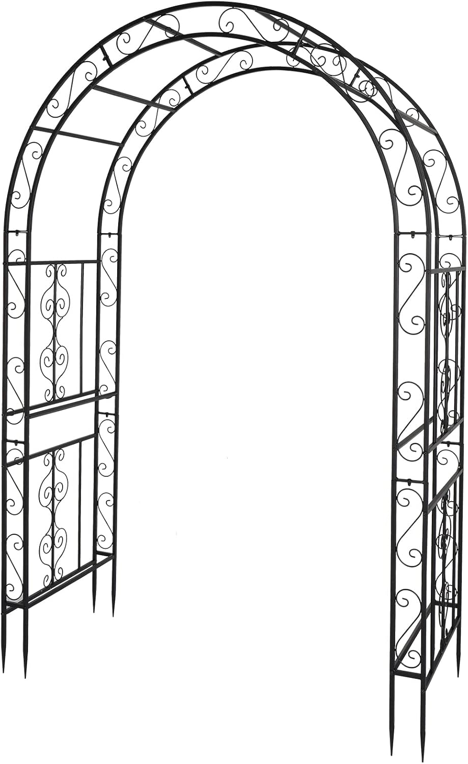 7FT Metal Garden Arch Arbor, Black Trellis Frame