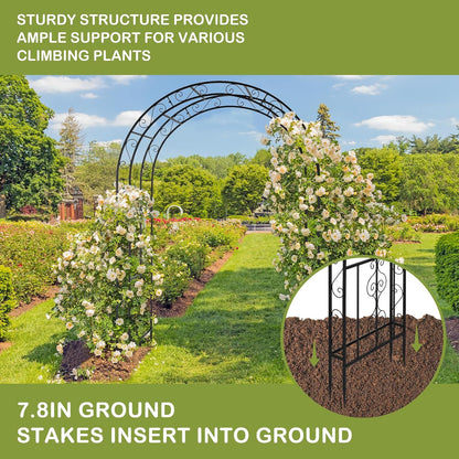 7FT Metal Garden Arch Arbor, Black Trellis Frame