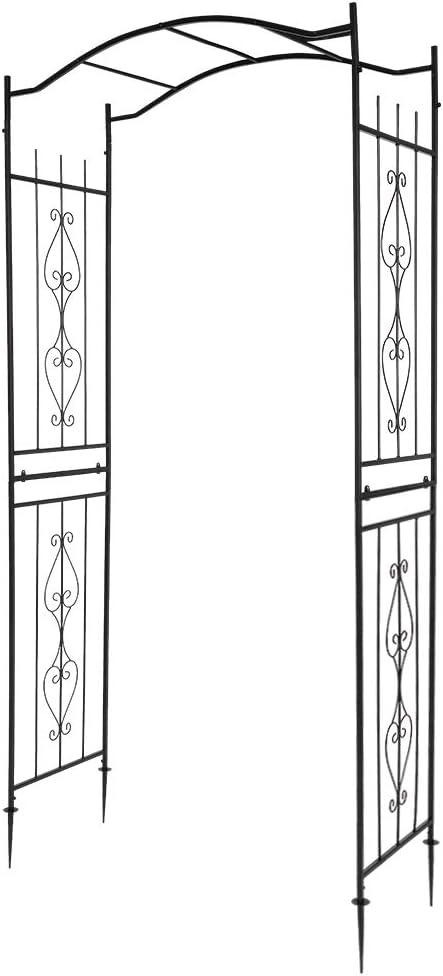 7FT Metal Garden Arch Arbor, Black Trellis Frame