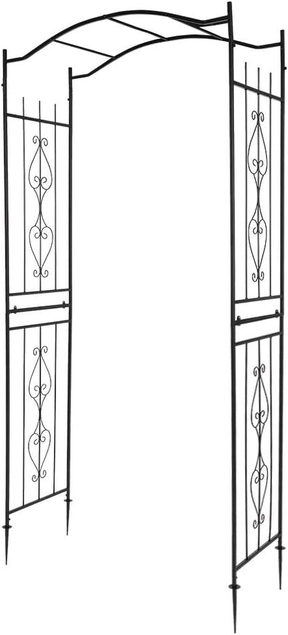 7FT Metal Garden Arch Arbor, Black Trellis Frame