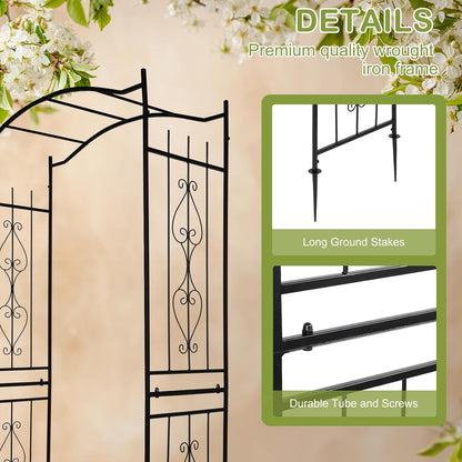 7FT Metal Garden Arch Arbor, Black Trellis Frame