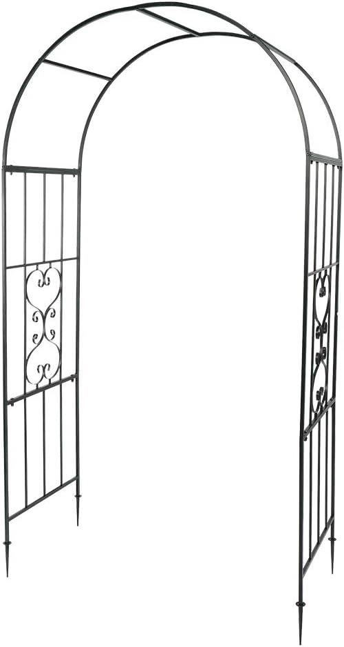 7FT Metal Garden Arch Arbor, Black Trellis Frame