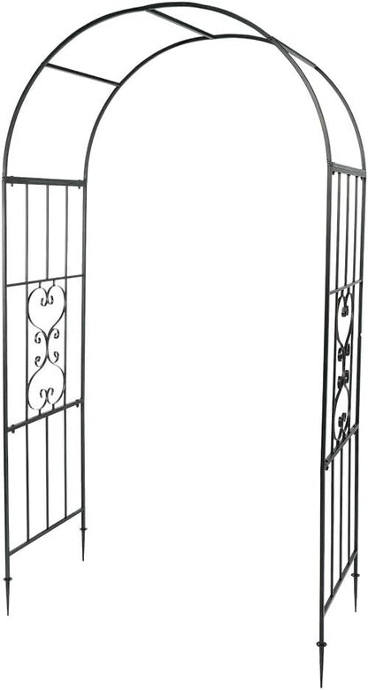 7FT Metal Garden Arch Arbor, Black Trellis Frame