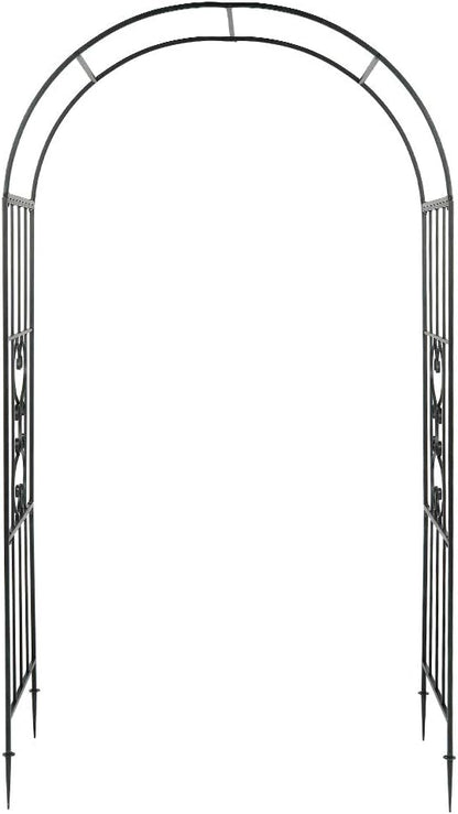7FT Metal Garden Arch Arbor, Black Trellis Frame
