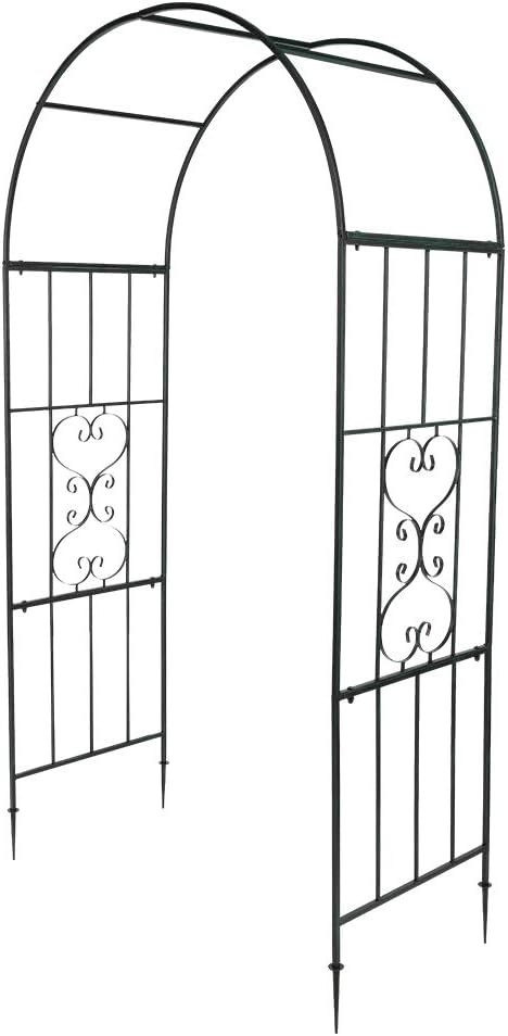 7FT Metal Garden Arch Arbor, Black Trellis Frame
