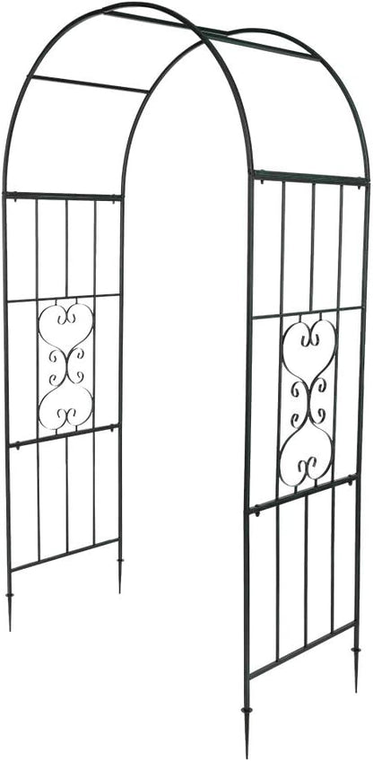 7FT Metal Garden Arch Arbor, Black Trellis Frame