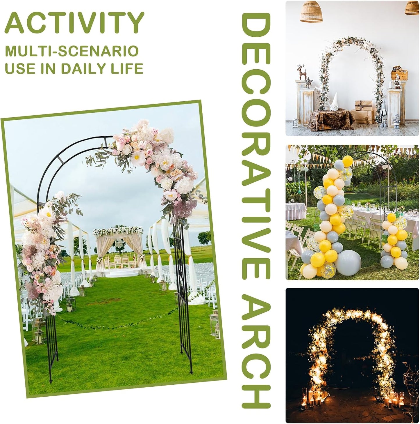 7FT Metal Garden Arch Arbor, Black Trellis Frame