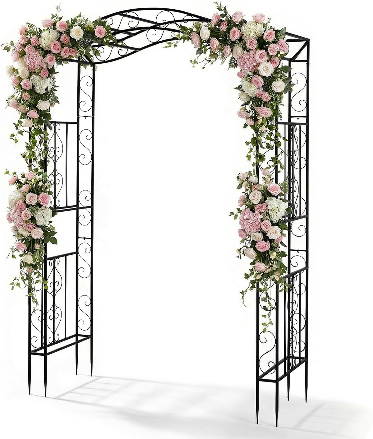 7FT Metal Garden Arch Arbor, Black Trellis Frame