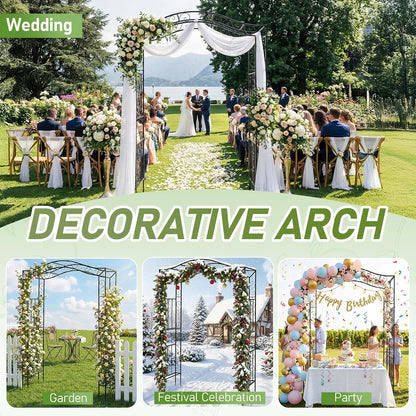 7FT Metal Garden Arch Arbor, Black Trellis Frame