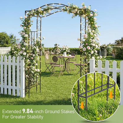 7FT Metal Garden Arch Arbor, Black Trellis Frame