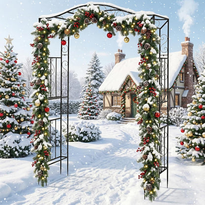 7FT Metal Garden Arch Arbor, Black Trellis Frame