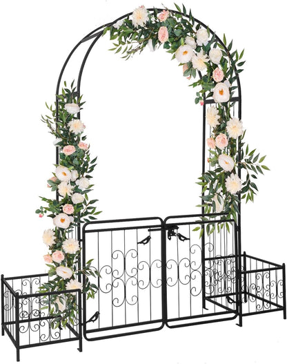 7FT Metal Garden Arch Arbor, Black Trellis Frame
