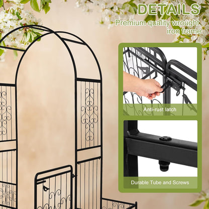 7FT Metal Garden Arch Arbor, Black Trellis Frame