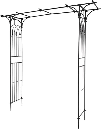 7FT Metal Garden Arch Arbor, Black Trellis Frame