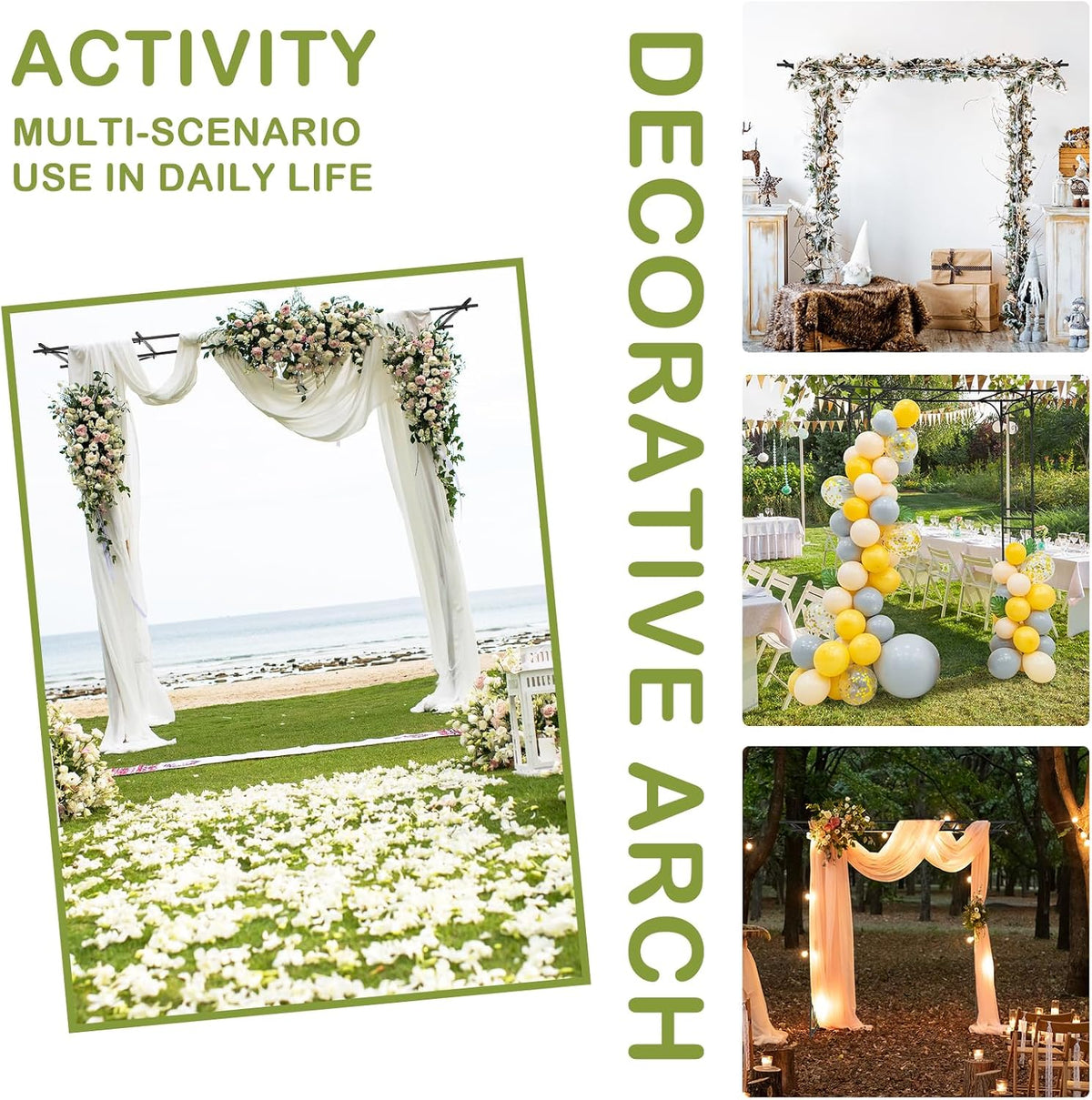 7FT Metal Garden Arch Arbor, Black Trellis Frame