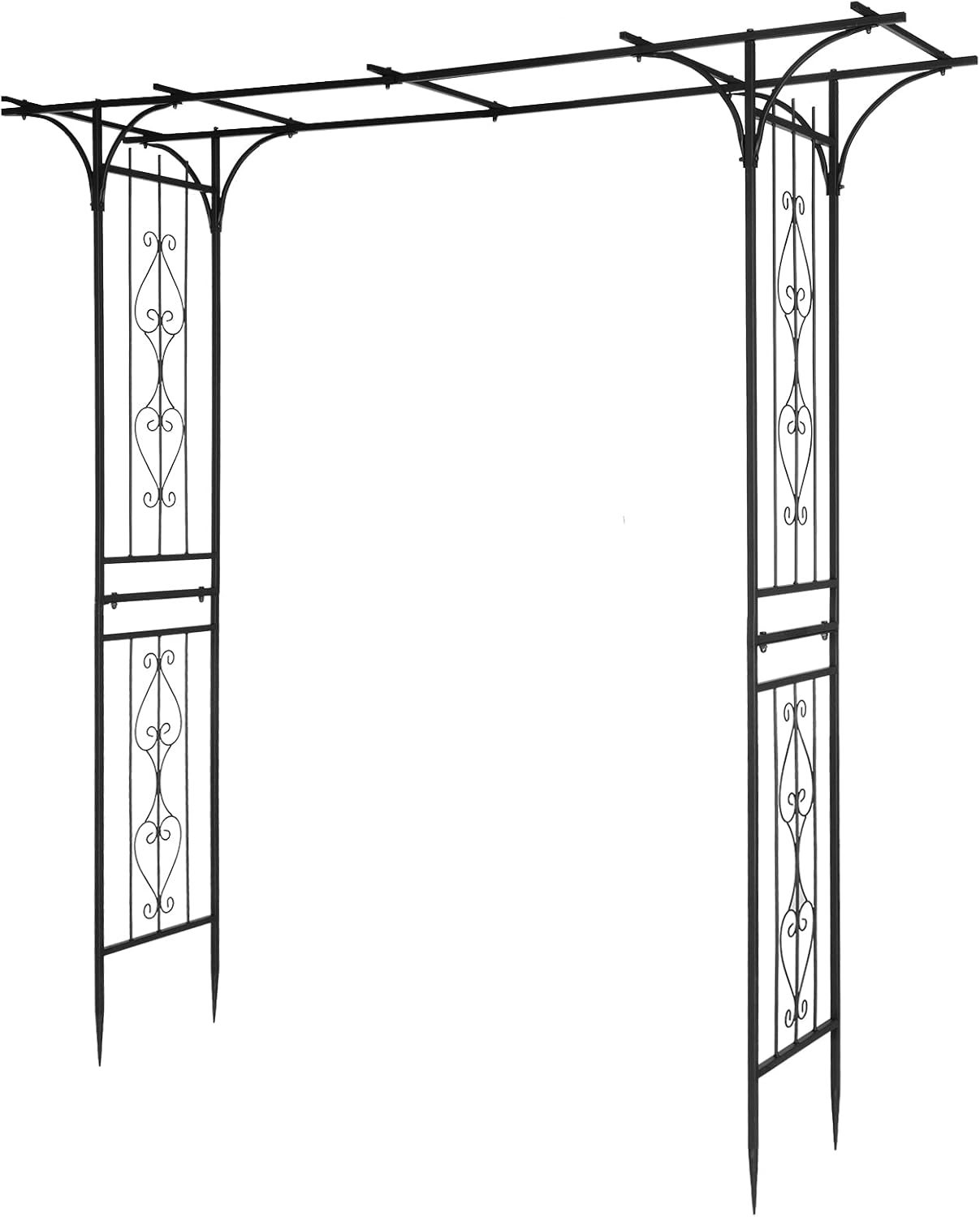 7FT Metal Garden Arch Arbor, Black Trellis Frame