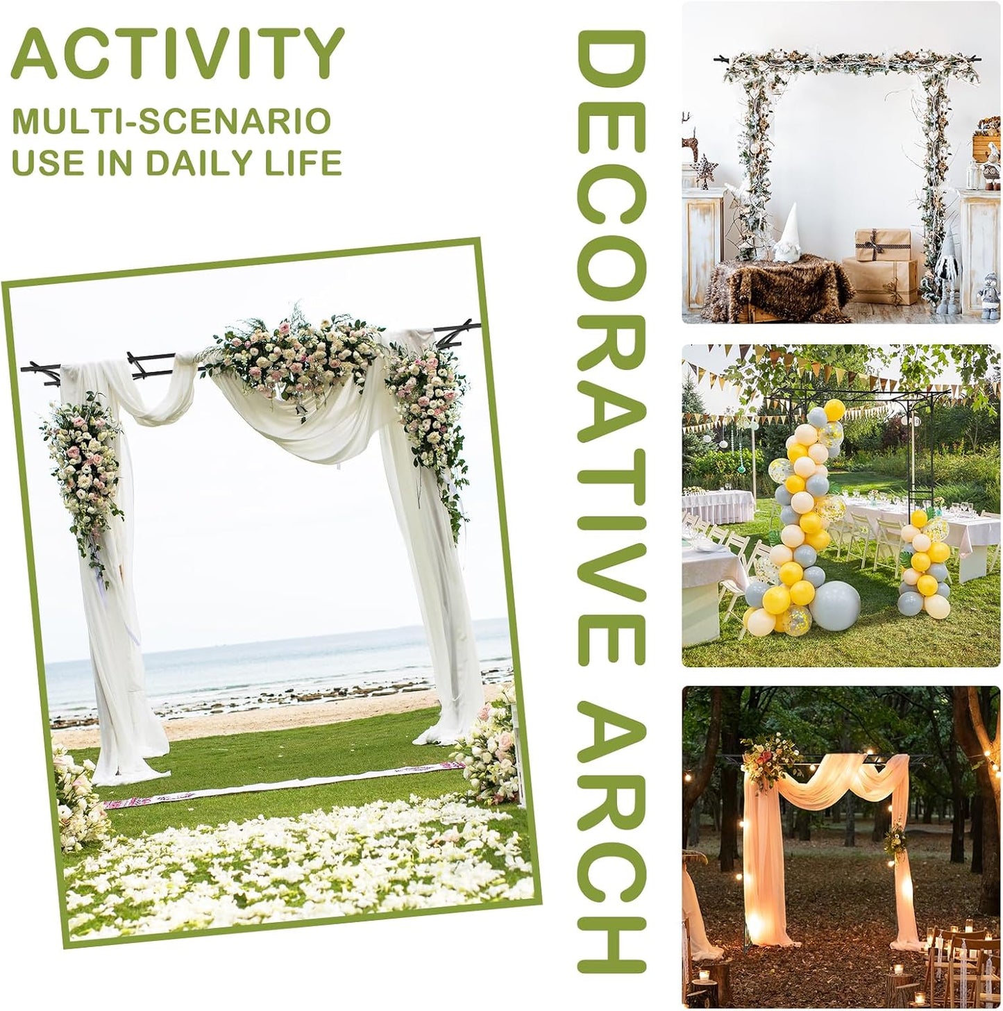 7FT Metal Garden Arch Arbor, Black Trellis Frame