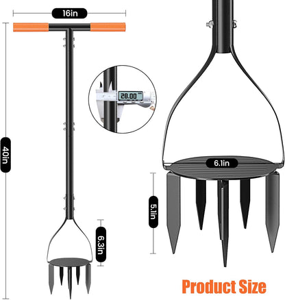 Hand Tiller Cultivator with 5.1 Inch Deep 8 Steel Teeth, Manual Soil Tiller Garden Tool 40 Inch with Anti-Slip Pedal，Garden Claw for Weeding, Planting Aerating, Mixing Soil