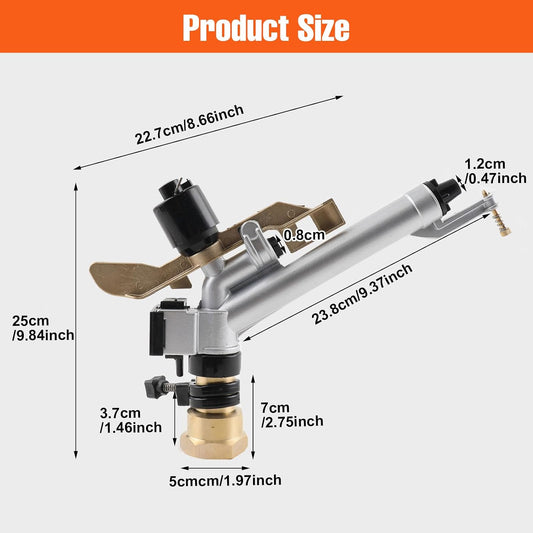 1.5" Impact Spray Gun Sprinkler, 360° Adjustable