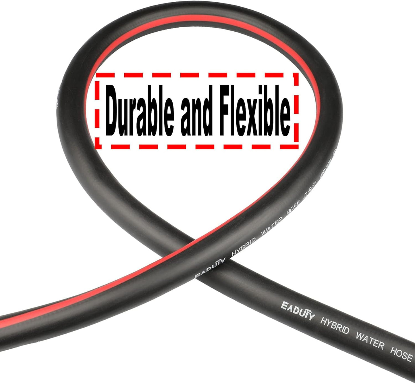 Hybrid Lead In Garden Hose 5/8 IN. x 6 FT, Heavy Duty, Lightweight, Flexible with Rotatable Grip Handle and Solid Brass Fittings, Gray+Red