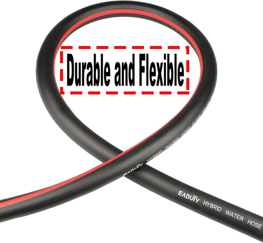 Hybrid Lead In Garden Hose 5/8 IN. x 6 FT, Heavy Duty, Lightweight, Flexible with Rotatable Grip Handle and Solid Brass Fittings, Gray+Red