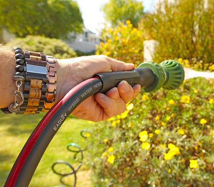 Hybrid Lead In Garden Hose 5/8 IN. x 6 FT, Heavy Duty, Lightweight, Flexible with Rotatable Grip Handle and Solid Brass Fittings, Gray+Red