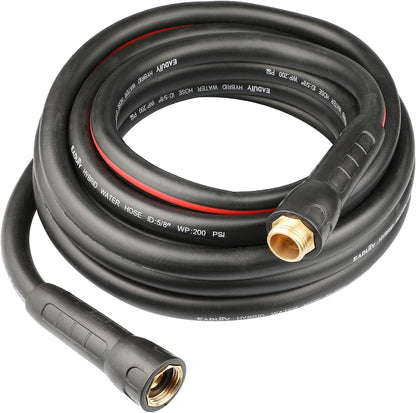 Hybrid Lead In Garden Hose 5/8 IN. x 6 FT, Heavy Duty, Lightweight, Flexible with Rotatable Grip Handle and Solid Brass Fittings, Gray+Red